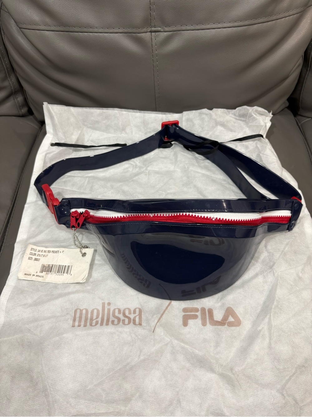 Melissa Fila Navy and Red Patent Belt Bag